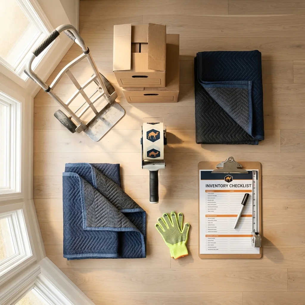 Professional moving supplies and packing materials layout for New Castle residential relocations